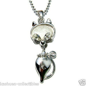 yzWG[EANZT[ NX^XtXL[lbNXn[giCtransparent blanc chaton mignon avec cristal swarovski chat collier coeur neuf
