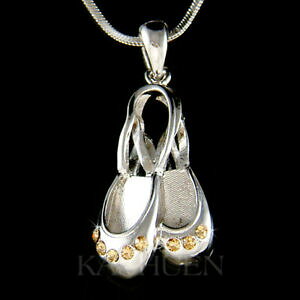 yzWG[EANZT[ uEo[iXbpNX^XtXL[oG_XV[YRA[marron ballerine pantoufles avec cristal swarovski ballet danse shoe collier
