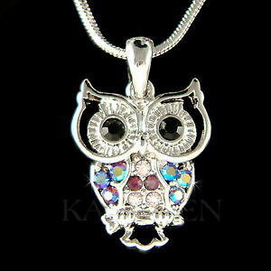 yzWG[EANZT[ NX^XtXL[WG[lbNXoCIbgtNEviolet chouette avec cristal swarovski oiseau sage smart teacher collier bijoux