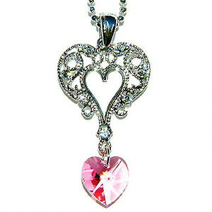 yzWG[EANZT[ CgsNn[gNX^XtXL[o^ClbNXlumiere rose filigrane coeur ~ avec cristal swarovski saint valentin collier