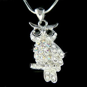yzWG[EANZT[ NX^XtXL[NX}X`F[ubNtNECYnoir chouette sage avec cristal swarovski professeur mignon oiseau chaine noel