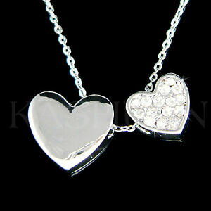 �y���������z�W���G���[�E�A�N�Z�T���[ �N���X�^���X�����t�X�L�[�o�����^�C���W���G���[�l�b�N���X�n�[�g2 coeur avec cristal swarovski saintvalentin cadeau amour amant collier bijoux