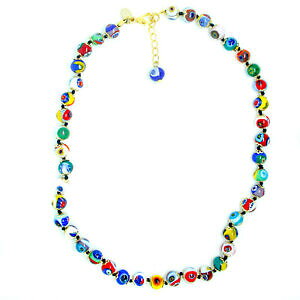 yzWG[EANZT[ [mKX}`J[S[hlbNXp[~tBI[FlcBAmurano verre collier multi couleur or 42 perles millefiori venice 46cm