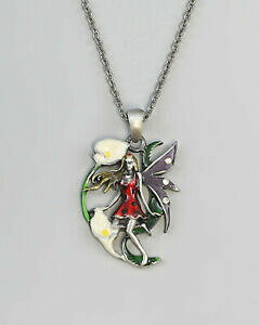 yzWG[EANZT[ Gi^bhGtlbNX9976119 argente metal emaille collier elfe rouge avec fleurs