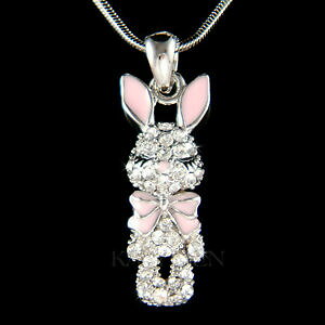 yzWG[EANZT[ rbgsNNX^XtXL[C[X^[oj[WG[lbNXlapin noeud rose ~ avec cristal swarovski lapin paques hase collier bijoux