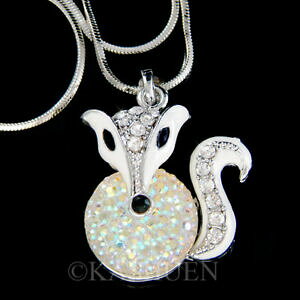 �y���������z�W���G���[�E�A�N�Z�T���[ �N���X�^���X�����t�X�L�[�W���G���[�l�b�N���Xarctique blanc neige fox avec cristal swarovski nature animal collier bijoux