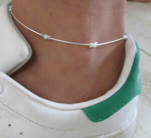 yzWG[EANZT[ ^Cj[zCgIp[r[YX^[OVo[uXbgr[YANbg`F[{[tiny white opal bead sterling silver bracelet 925 beaded ank