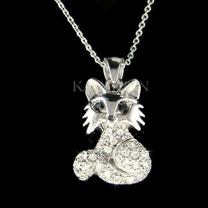 yzWG[EANZT[ zCgtHbNXNX^XtXL[ubNRA[`F[blanc fox ~ avec cristal swarovski faune animal breloque 18 chaine collier