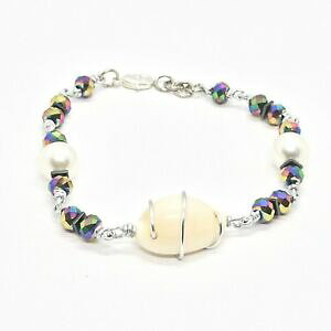 yzWG[EANZT[ A~jEOuXbgZ`[gw}^CgVFp[bracelet la aluminium long 20 centimetres avec coquille hematite et perles