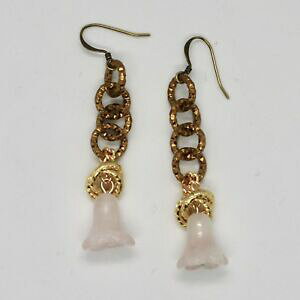 yzWG[EANZT[ CG[S[hNH[c[YA~jECOboucles doreilles pendantes aluminium lamine en or jaune et quartz rose a