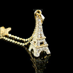 yzWG[EANZT[ GbtFNX^XtXL[ptXnl[or 3d tour eiffel avec cristal swarovski paris france lune de miel collier