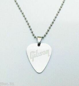 yzWG[EANZT[ Vo[^y_gMu\SXeXX`[collier pendentif metal argente gravure logo gibson stainless steel