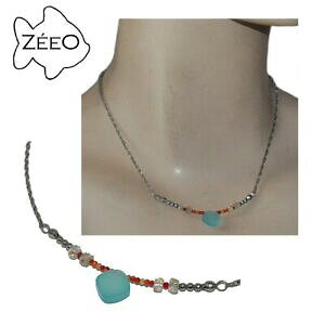 yzWG[EANZT[ eWG[Vo[XeXX`[lbNXJZhCRiNH[czeeo bijoux collier en acier inoxydable argente calcedoine cornaline et quartz