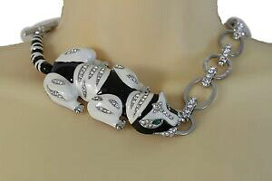 yzWG[EANZT[ Vo[zCgAj}OhrbONOJ[^CK[p^WG[femme argent blanc animal grand gros liens long collier tigre panthern bijoux