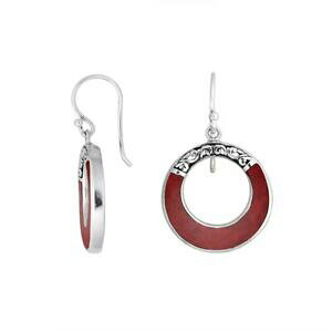 yzWG[EANZT[ Vo[X^[OEhVFCvCOR[argent sterling rond forme boucles oreilles avec corail ae1117cr
