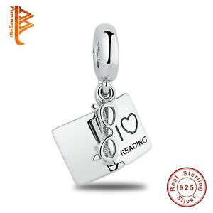 �y���������z�W���G���[�E�A�N�Z�T���[ �V���o�[�X�^�[�����O�u�����b�Nauthentique 925 argent sterling i love de lecture avec verres perle breloque f �c
