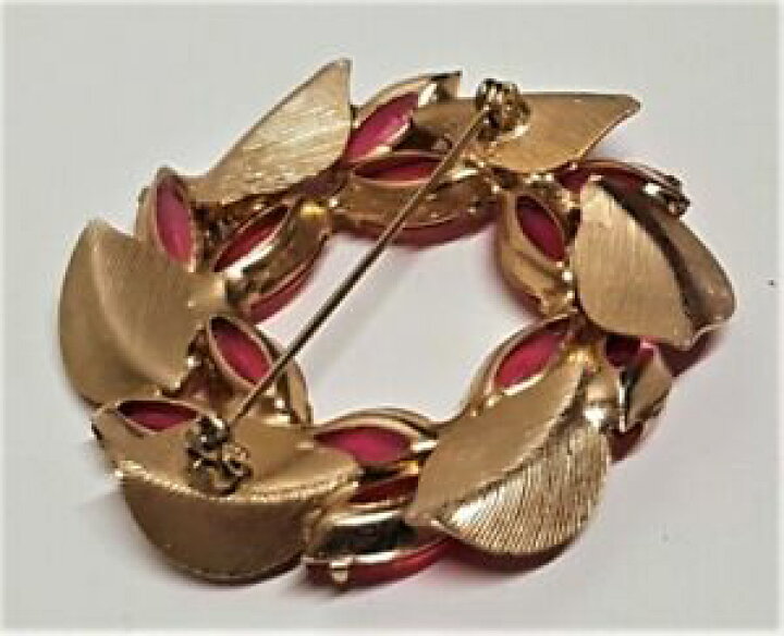 Broche Vintage Couronne Fleur - Métal Doré Avec Verre Rose - Style Rétro Chic Y150
