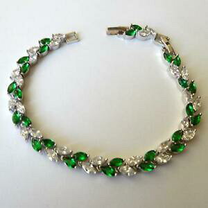 yzWG[EANZT[ u`ejXhiAWFgXfBWRjrALbracciale tennis donna c argento smeraldi zirconi bianchi 17,5 20,5 cm 332 aa