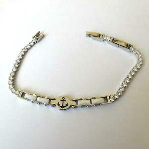 �y���������z�W���G���[�E�A�N�Z�T���[ �u���`�����E�I���e�j�X�A�b�`���C�I�Z���~�b�N�A�r�A���J�W���R�j�R���A���R��bracciale uomo tennis acciaio ceramica bianca zirconi con ancora 21 cm 140 v