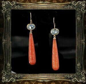 yzWG[EANZT[ CONH[cbhOhbvBe[Wboucles doreilles crochet plaque or quartz rouge goutte longue vintage qd3