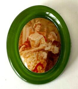 yzWG[EANZT[ g}`bNubVvX`bNx[NCggrande broche ancienne retro romantique plastique ou bakelite ovale 5,8cm
