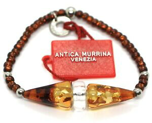 �y���������z�W���G���[�E�A�N�Z�T���[ �u���b�J���A���e�B�J�����[�i���F�l�c�B�A�A���u���R�j�G���X�e�B�{�����[�mbracciale antica murrina venezia, br614a10, color ambra, coni, elastico, murano