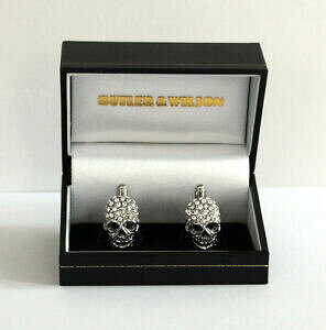 �y���������z�W���G���[�E�A�N�Z�T���[ �o�g���[�E�B���\���N���X�^���f�X�w�b�h�{�^���i�C��butler et wilson petit transparent cristal tete de mort boutons manchette neuf