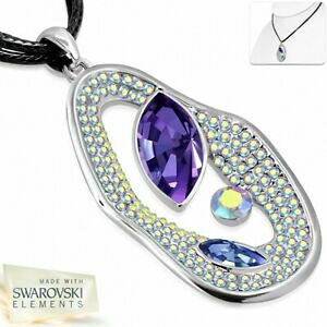 �y���������z�W���G���[�E�A�N�Z�T���[ �z���C�g�S�[���h�p�[�v���N���X�^���l�b�N���X�I�{�C�h�y���_���gcollier de corde et pendentif ovoiforme alliage avec or blanc et cristaux violet