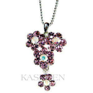 yzWG[EANZT[ oCIbgt[NX^XtXL[lbNXviolet fleur ~ avec cristal swarovski floral famille amis collier