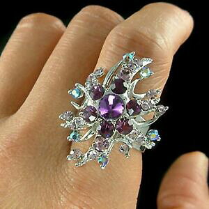 yzWG[EANZT[ NX^XtXL[t@^W[oOAWX^uoCIbgX^[o[Xgviolet starburst avec cristal swarovski fantaisie bal bague ajustable mi