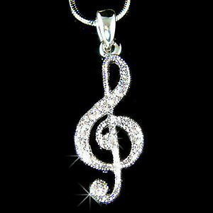 yzWG[EANZT[ NX^XtXL[m[gNX}XlbNXgvL[triple g clef avec cristal swarovski musical musique note collier noel