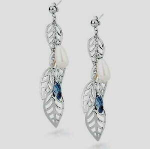 yzWG[EANZT[ uXEFCu[Nh[Xy_cXtXL[brosway,boucles doreilles pendantes leaves avec swarovski et perles bls23