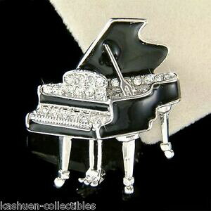 yzWG[EANZT[ ubNOhsAmNXNX^XtXL[u[`noir classe grand piano avec cristal swarovski musique instrument broche