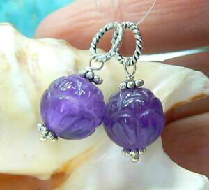 �y���������z�W���G���[�E�A�N�Z�T���[ �i�`�������n���h�A���W�X�g�o�C�I���b�g�p�[���V���o�[�y���_���c�u�����P�X2 naturel main sculpte amethyste violet perles 925 argent pendentifs breloques