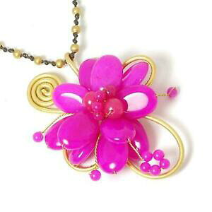 �y���������z�W���G���[�E�A�N�Z�T���[ �t�X�L�A�S�[���f���p�[���y���_���gpeace of mind fleur explosion fuschia amp; dore perle pendentif sur un 711cm