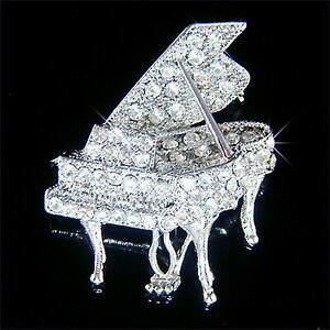 yzWG[EANZT[ NX^XtXL[u[`iCOhsAmgrand piano avec cristal swarovski musique instrument musical broche neuf