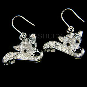 �y���������z�W���G���[�E�A�N�Z�T���[ �N���X�^���X�����t�X�L�[�t���[���W���G���[�t�H�b�N�Xfox avec cristal swarovski faune et flore animal amoureux oreilles mignon bijoux