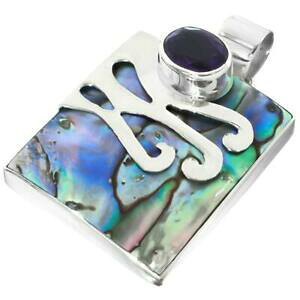 yzWG[EANZT[ pEAVFh[AWXg}bVXgVVbhVo[y_g48cm paua coquille dormeau amethyste pendentif argent massif