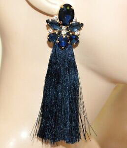 yzWG[EANZT[ y_gCXg[u[NXboucles d oreilles femme or bleu pendentifs strass fils longs ceremonie fete a5