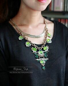 yzWG[EANZT[ ~bhOrbOy_^[O[VFgBe[WobNcollier milong gros pendantif vert coquille retro vintage original baroque qt 2