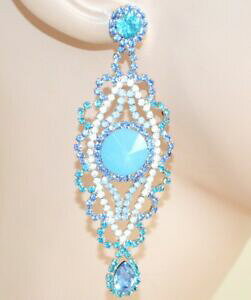 �y���������z�W���G���[�E�A�N�Z�T���[ ���C���X�g�[���Yboucles doreille ciel bleu femme strass cristaux pendantes longs ceremonie z9
