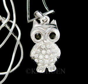 �y���������z�W���G���[�E�A�N�Z�T���[ �N���X�^���X�����t�X�L�[�R���A�[�t�N���Echouette~ nuit neige oiseau avec cristal swarovski nature animal teacher collier