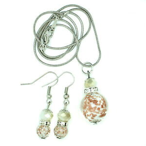 �y���������z�W���G���[�E�A�N�Z�T���[ �����[�m�K���X�l�b�N���X�y���_���g�f�B�b�v�C�������O�Z�b�g�V���o�[�u�����Y�x�j�Xmurano verre collier pendentif goutte earrings set argent blanc bronze venice