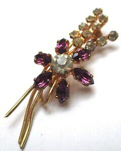 yzWG[EANZT[ bLu[`Be[WXtXL[NX^AWXgbroche plaque or ancien bijou vintage cristaux swarovski amethyste 149