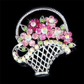 【送料無料】ジュエリー・アクセサリー ローズフラワークリスタルスワロフスキーフローラルバスケットクリスマスジュエリーブローチfleur rose ~ avec cristal swarovski floral panier broche bijoux noel