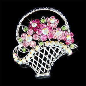yzWG[EANZT[ [Yt[NX^XtXL[t[oXPbgNX}XWG[u[`fleur rose ~ avec cristal swarovski floral panier broche bijoux noel