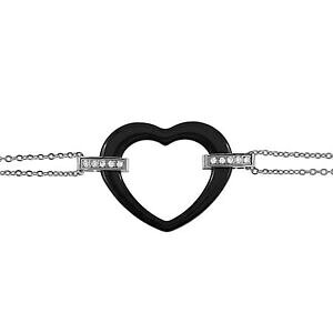 yzWG[EANZT[ X`[Z~bNXILVfXWRjEn[guXbgbracelet coeur en acier, ceramique et oxydes zirconium longueur 19 cm femme