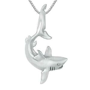 yzWG[EANZT[ Vo[X^[OV[N\bhy_gChCC^A{bNX74g argent sterling shark 3d solide pendentif,fabrique en usa,18 italien box