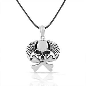�y���������z�W���G���[�E�A�N�Z�T���[ �X�e�����X�X�`�[���V�F�[�h�V���o�[�X�J���E�B���O�����Y�{�[���l�b�N���X�y���_���gacciaio inox tonalita argento teschio ali ossa da uomo collana con ciondolo