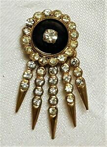 yzWG[EANZT[ AVGrW[uVu`IjGNXm[NX^u^hancien bijou broche branche onyx noir cristal blanc metal dore a5